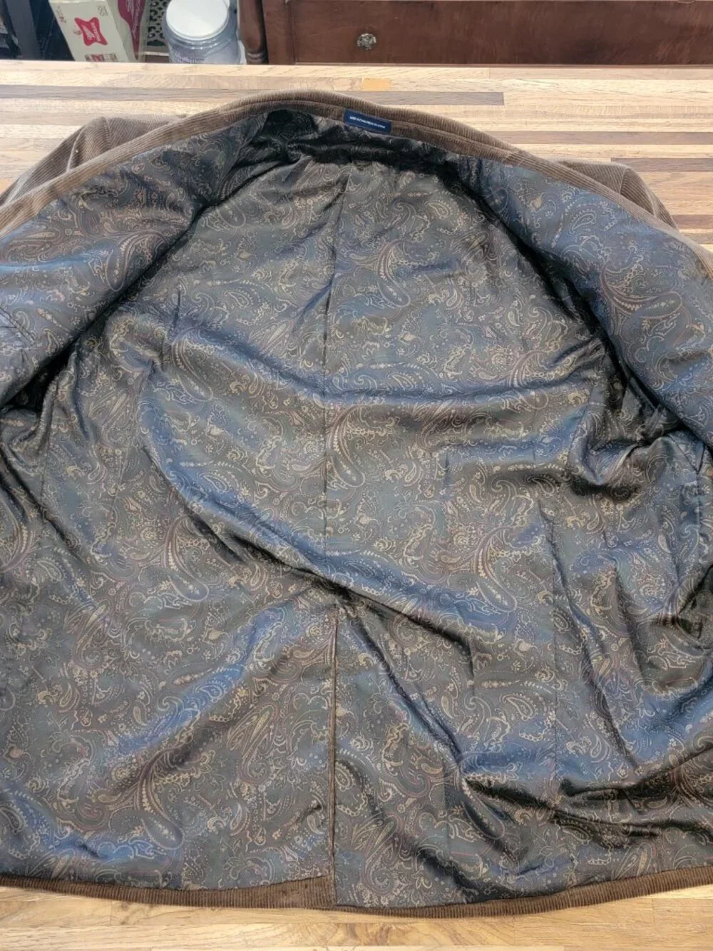 Stafford Essentials Two Button Dark Brown Corduroy Sport Coat Blazer Classic Fit